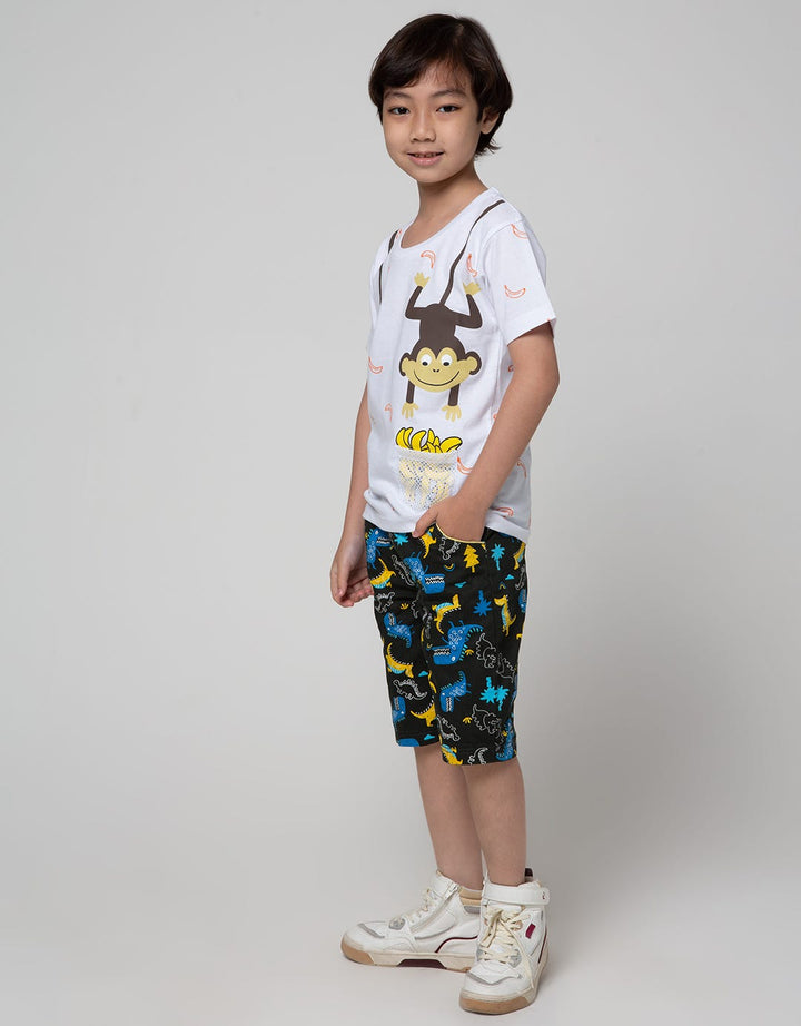 Little M Short Sleeve Monkey Mesh Print T-Shirt