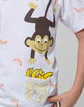 Little M Short Sleeve Monkey Mesh Print T-Shirt