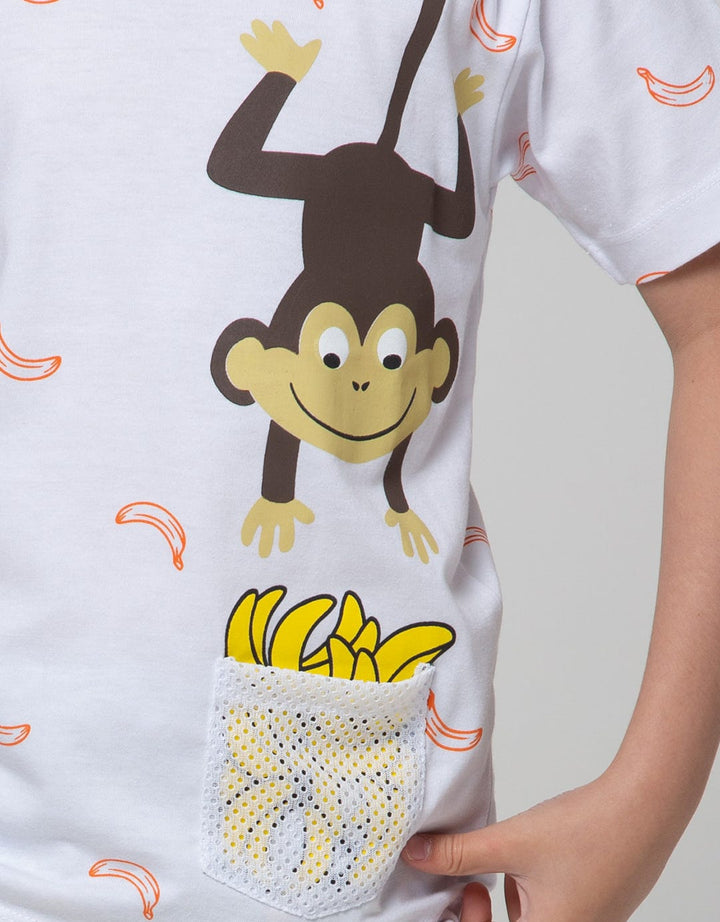 Little M Short Sleeve Monkey Mesh Print T-Shirt