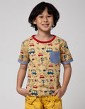 Little M Short Sleeve T-Shirt Print Dino Kantong Kombinasi