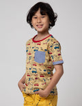 Little M Short Sleeve T-Shirt Print Dino Kantong Kombinasi