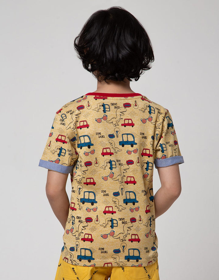 Little M Short Sleeve T-Shirt Print Dino Kantong Kombinasi