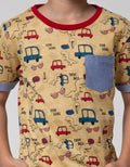 Little M Short Sleeve T-Shirt Print Dino Kantong Kombinasi