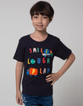 Little M Short Sleeve T-Shirt Print Smile Laugh Play Embroidery