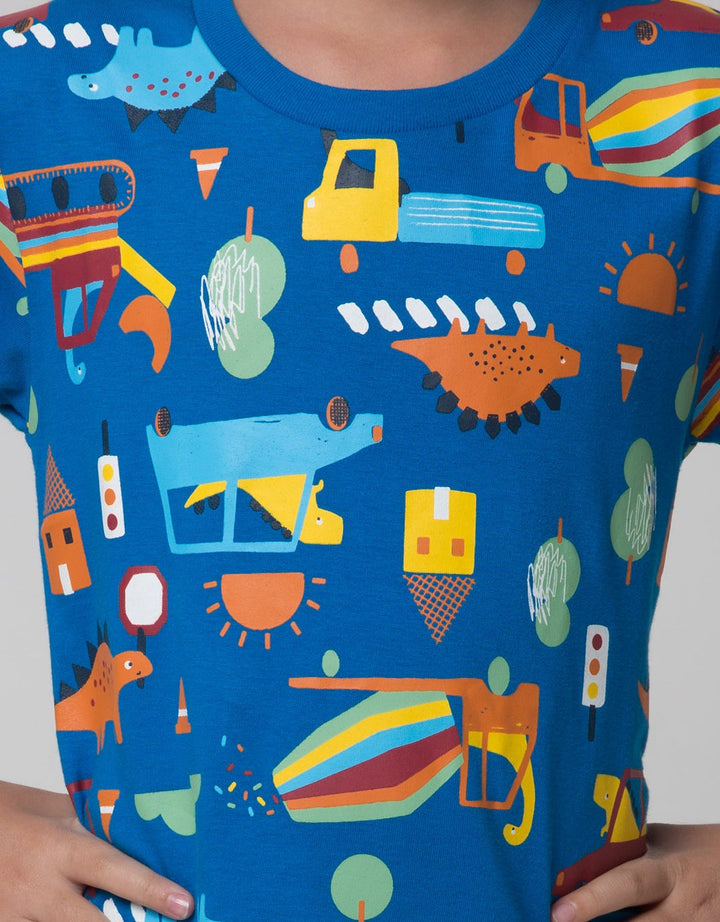 Little M Dino Car Boys T-Shirt