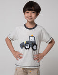 Little M Short Sleeve T-Shirt Print Excavator Application