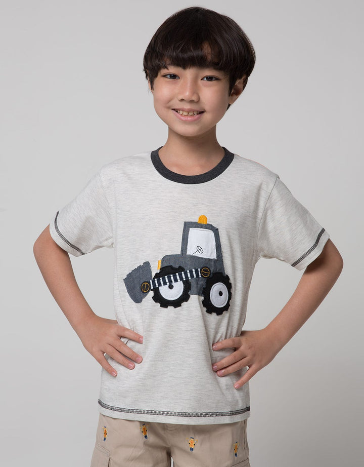 Little M Short Sleeve T-Shirt Print Excavator Application