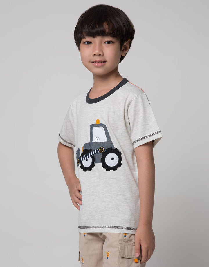 Little M Short Sleeve T-Shirt Print Excavator Application