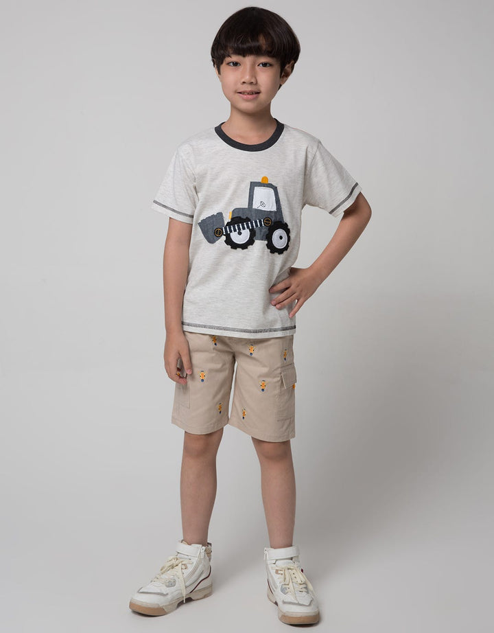 Little M Short Sleeve T-Shirt Print Excavator Application