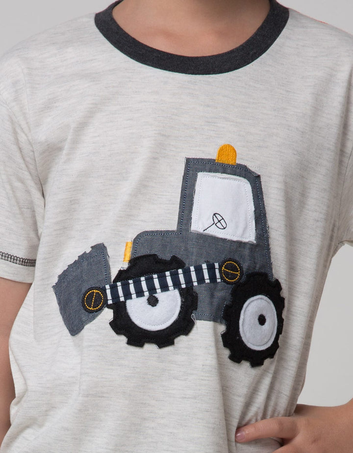 Little M Short Sleeve T-Shirt Print Excavator Application
