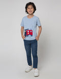Little M Short Sleeve T-Shirt Firetruck Kantong Gantung