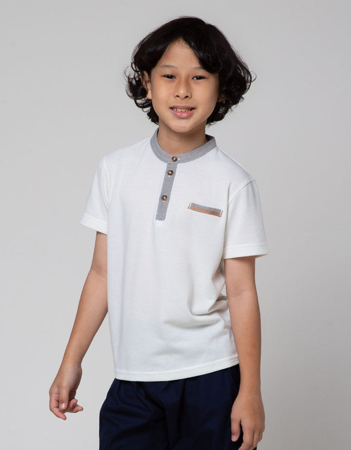 Little M Short Sleeve T-Shirt Print Texture Tawon Kombinasi Chambray