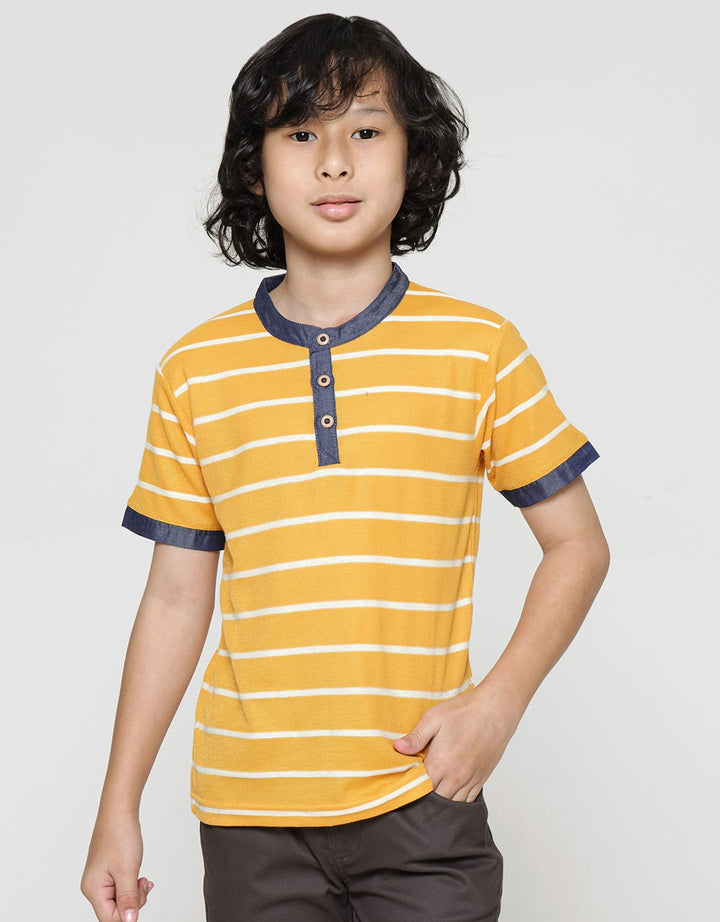 Little M Short Sleeve T-Shirt Print Henley Wafer