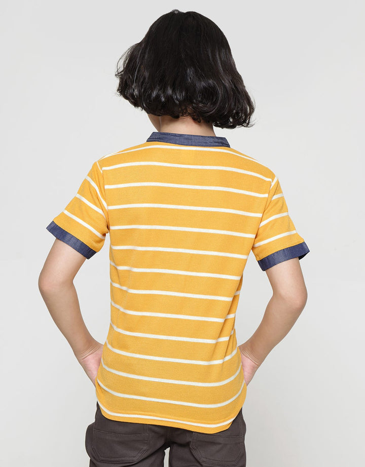 Little M Short Sleeve T-Shirt Print Henley Wafer