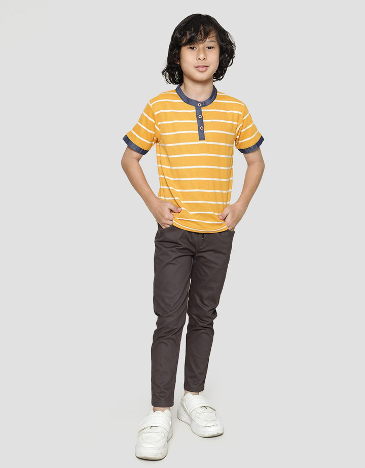 Little M Short Sleeve T-Shirt Print Henley Wafer