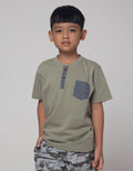 Little M Henley Wafer Kaos Anak Laki-laki