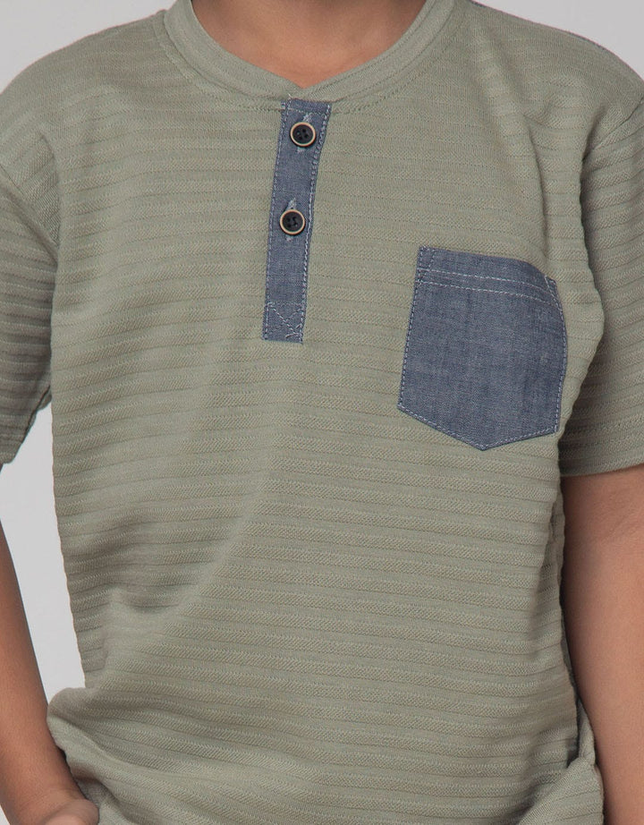 Little M Henley Wafer Kaos Anak Laki-laki