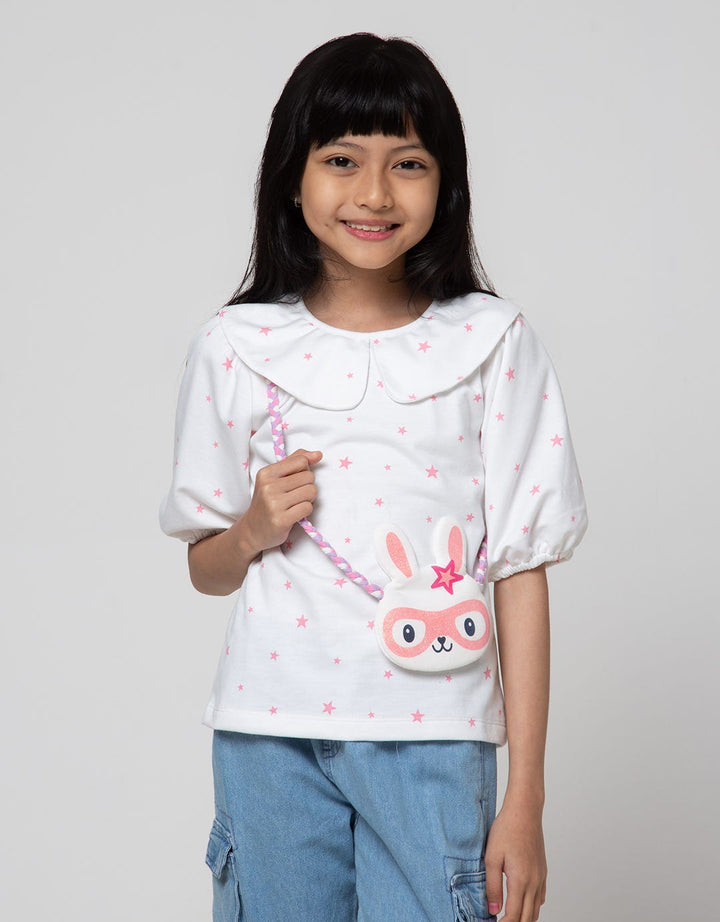 Little M Short Sleeve T-Shirt Full Print Star Super Bunny