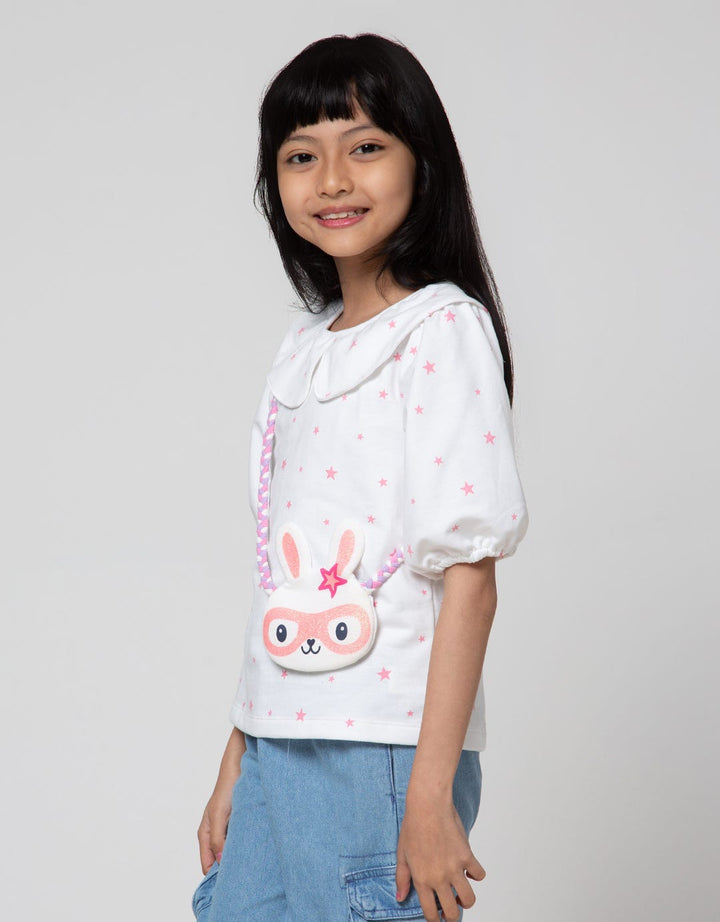 Little M Short Sleeve T-Shirt Full Print Star Super Bunny
