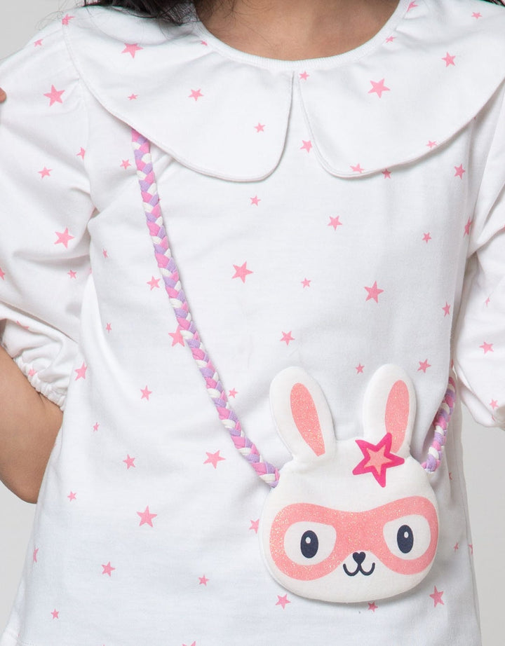 Little M Short Sleeve T-Shirt Full Print Star Super Bunny
