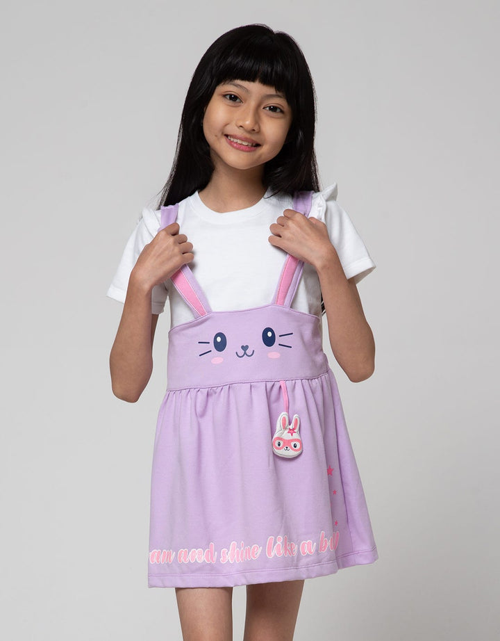 Little M Short Sleeve Midi Dress Overall Super Bunny Big Ear