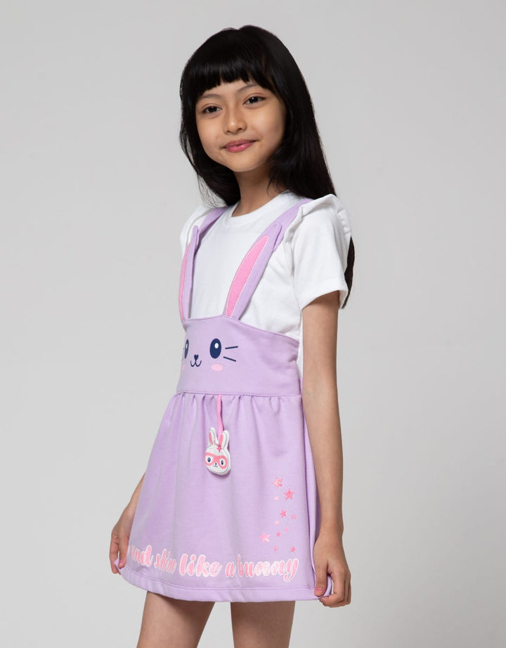 Little M Short Sleeve Midi Dress Overall Super Bunny Big Ear