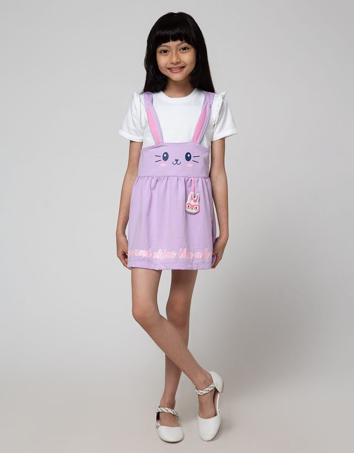 Little M Short Sleeve Midi Dress Overall Super Bunny Big Ear