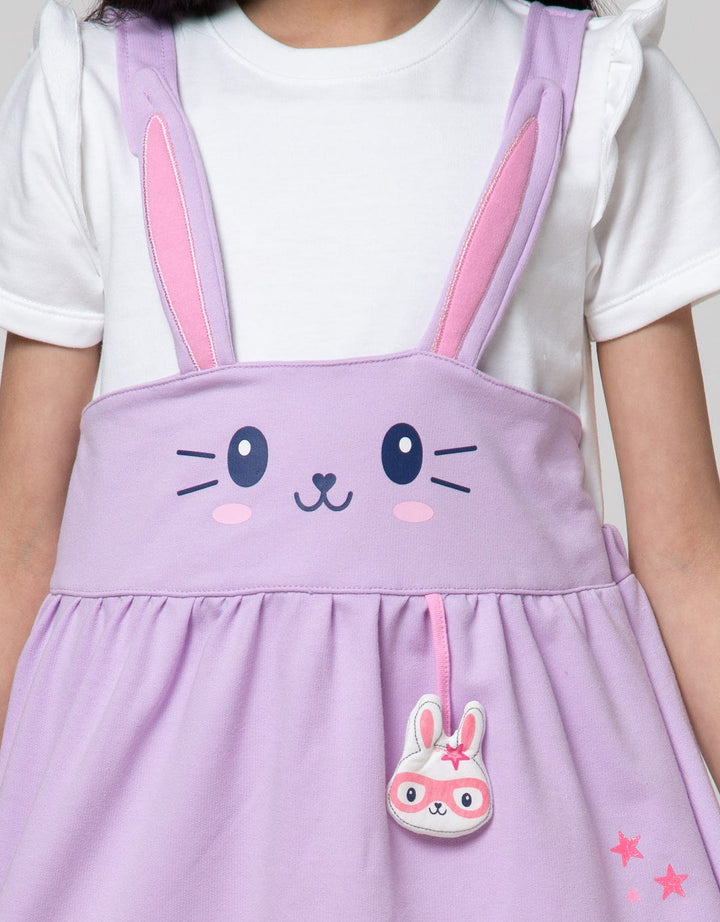 Little M Short Sleeve Midi Dress Overall Super Bunny Big Ear