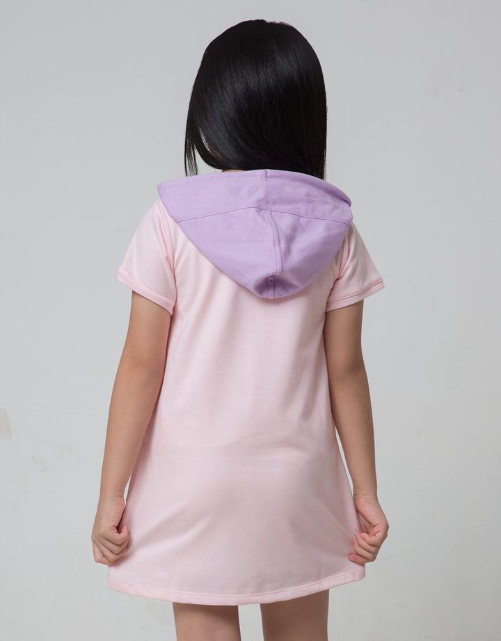 Little M Short Sleeve Midi Dress Hoodie Super Bunny Bordir