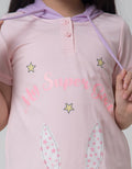 Little M Short Sleeve Midi Dress Hoodie Super Bunny Bordir