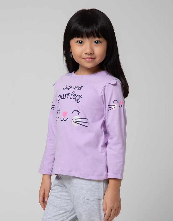 Little M Perfect Cat Casual Kaos Anak Perempuan
