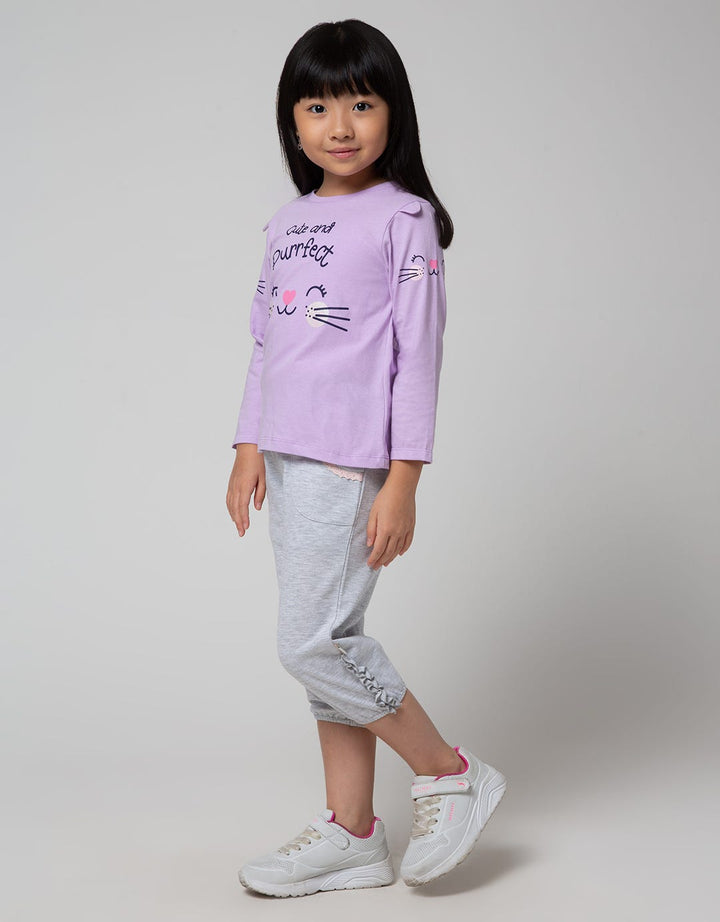 Little M Perfect Cat Casual Kaos Anak Perempuan