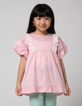 Little M Short Sleeve Blouse Ruffle Lace Lengan Puff