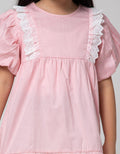 Little M Short Sleeve Blouse Ruffle Lace Lengan Puff