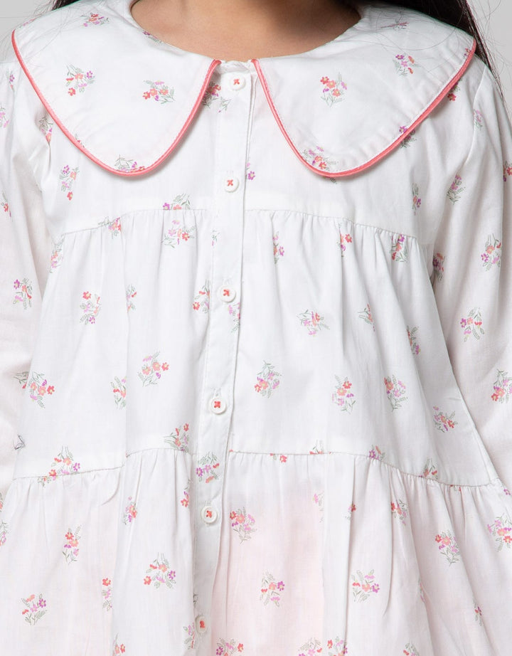Little M Long Sleeve Blouse Kerah Tumpuk Print Bunga
