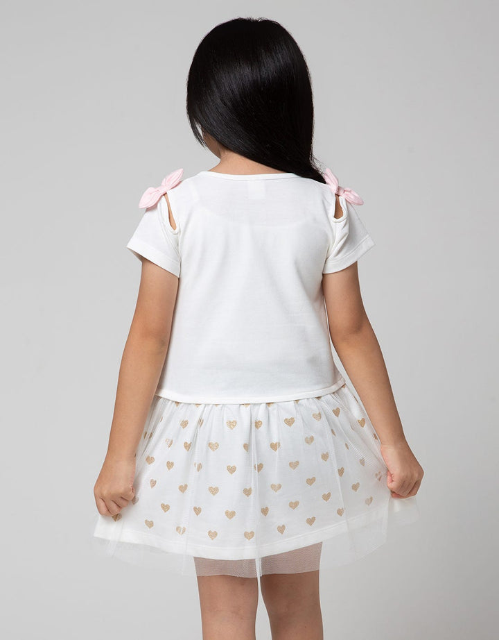 Little M Short Sleeve Midi Dress Bunny Polkadot Hati