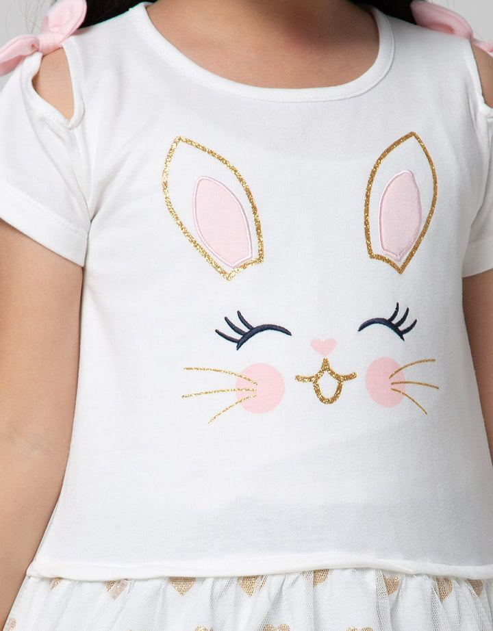 Little M Short Sleeve Midi Dress Bunny Polkadot Hati