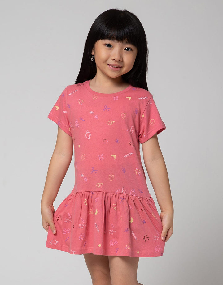 Little M Daily Print Midi Dress for Girls