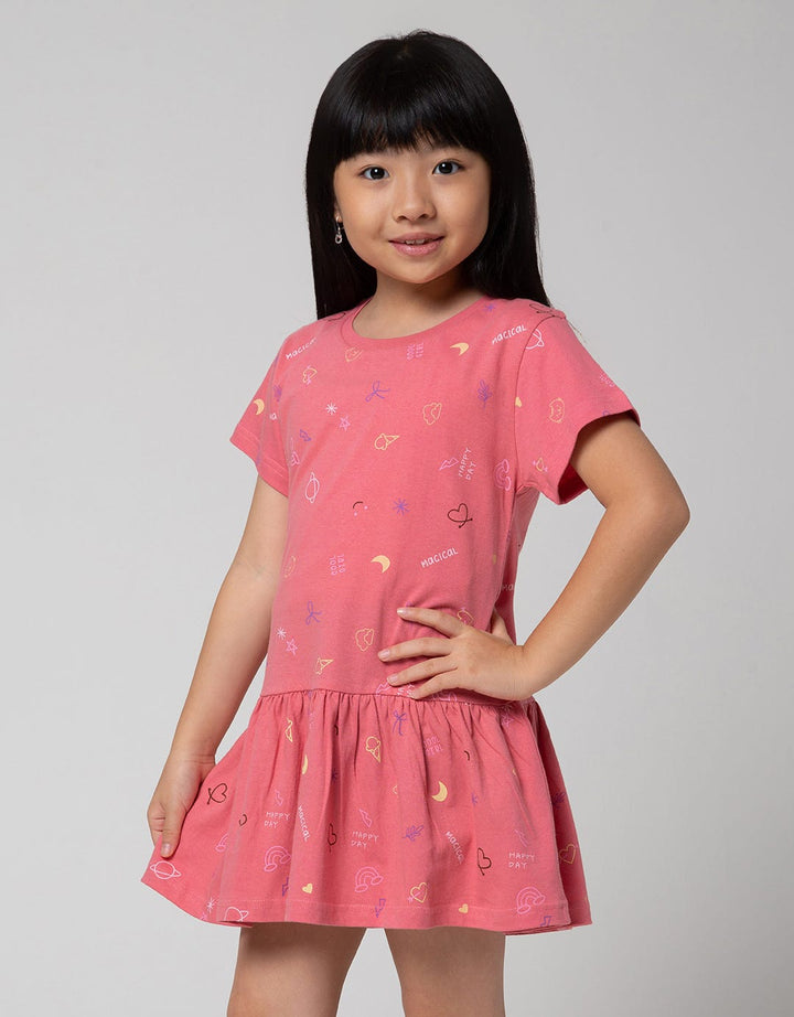 Little M Daily Print Midi Dress for Girls