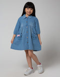 Little M Cat Embro Pocket Dress for Girls