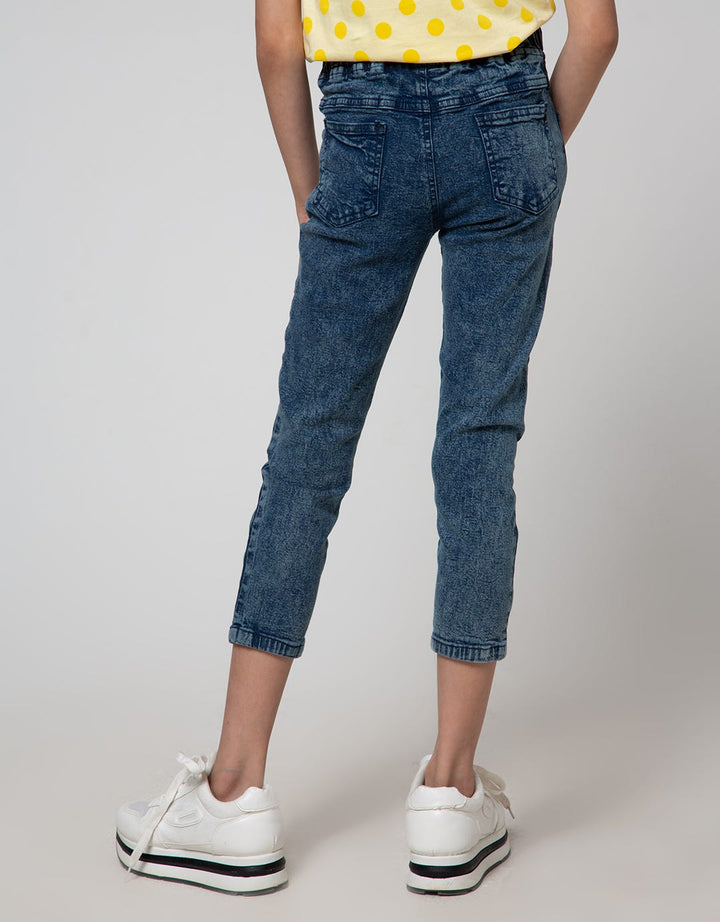 Little M Denim Long Pants Jegging Bordir Meow