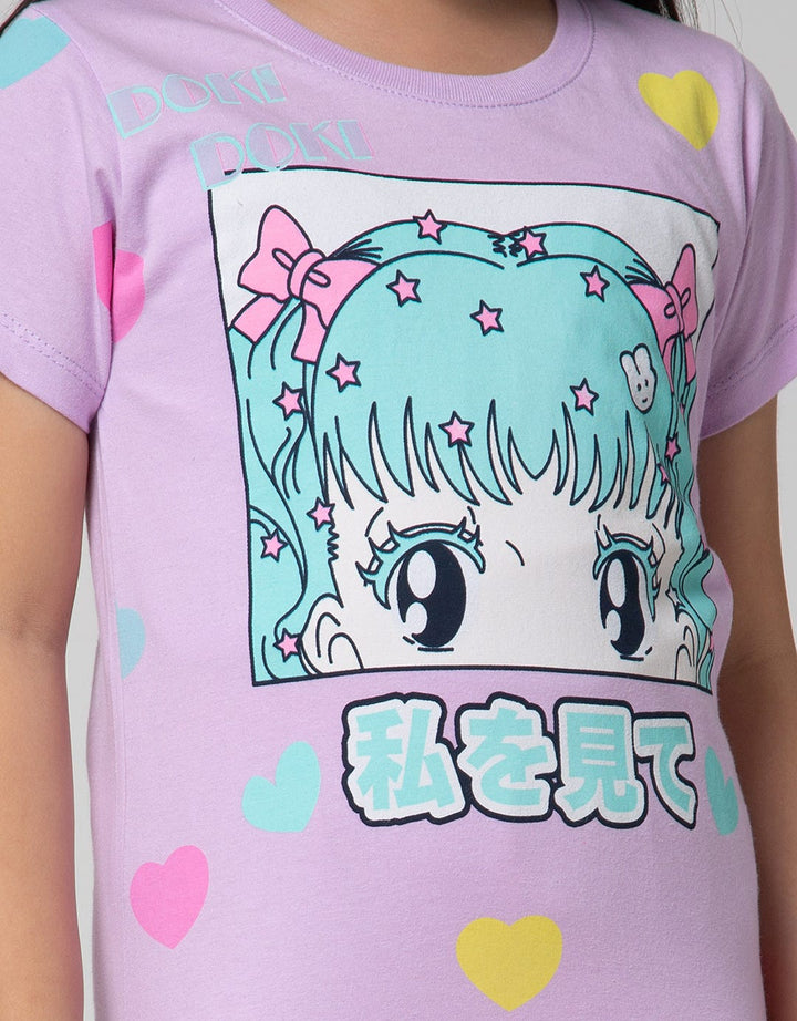 Little M Short Sleeve T-Shirt Anime Girl 2