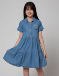 Aero Short Sleeve Midi Dress Denim Susun
