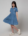 Aero Short Sleeve Midi Dress Denim Susun