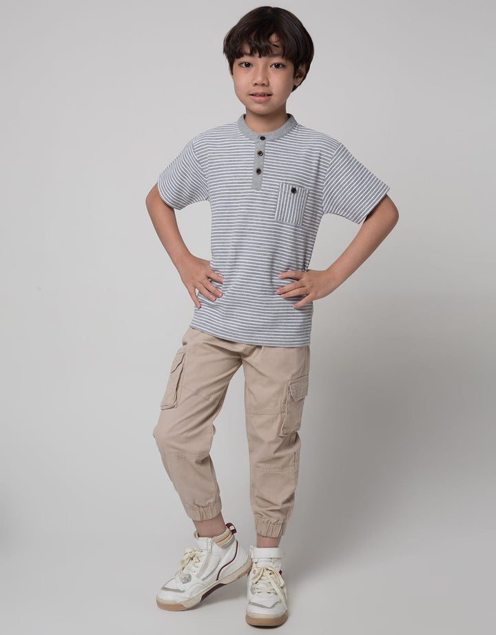 Little M Lacoste Stripe Kaos Anak Laki-laki