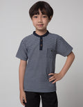 Little M Short Sleeve T-Shirt Print Henley Lacoste Stripe