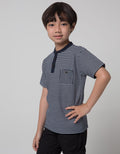 Little M Short Sleeve T-Shirt Print Henley Lacoste Stripe