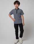 Little M Short Sleeve T-Shirt Print Henley Lacoste Stripe