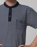 Little M Short Sleeve T-Shirt Print Henley Lacoste Stripe