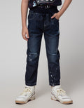 Little M Long Pants Reguler Rib Print Destroyed